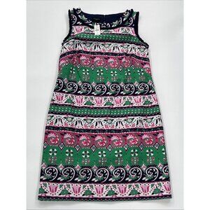 Talbots Shift Dress Womens 2P Sleeveless Fringe Colorful Geometric Woven NEW